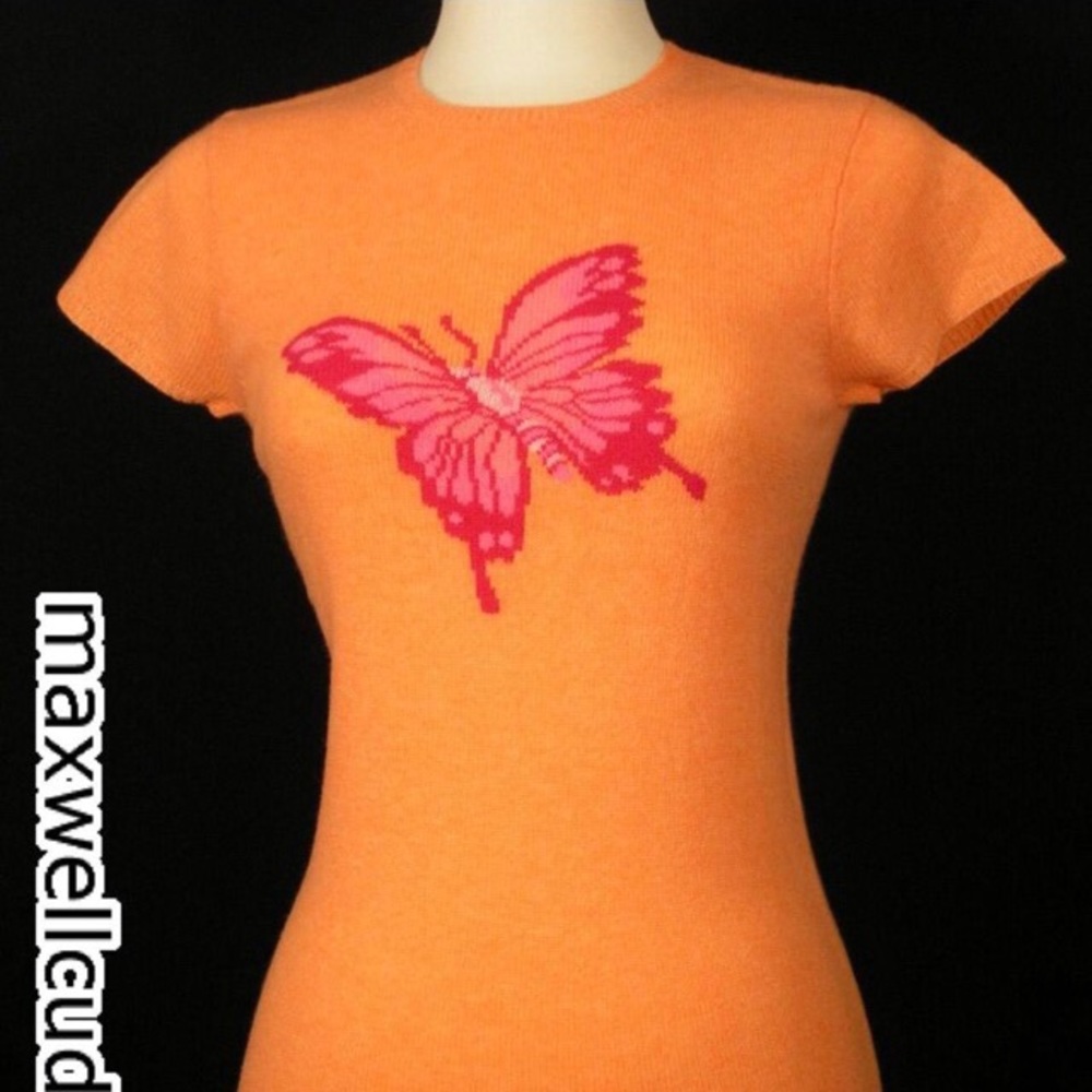 J CREW Cashmere Butterfly Critter Sweater Peach M